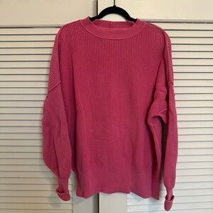 Aerie Pink Crew Neck Knit Sweater - 100% Cotton